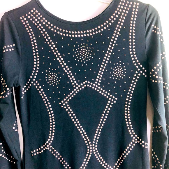 💲SOLD 💲SOLD PRIVY Black dress studded details stretch Sz M - Picture 3 of 12